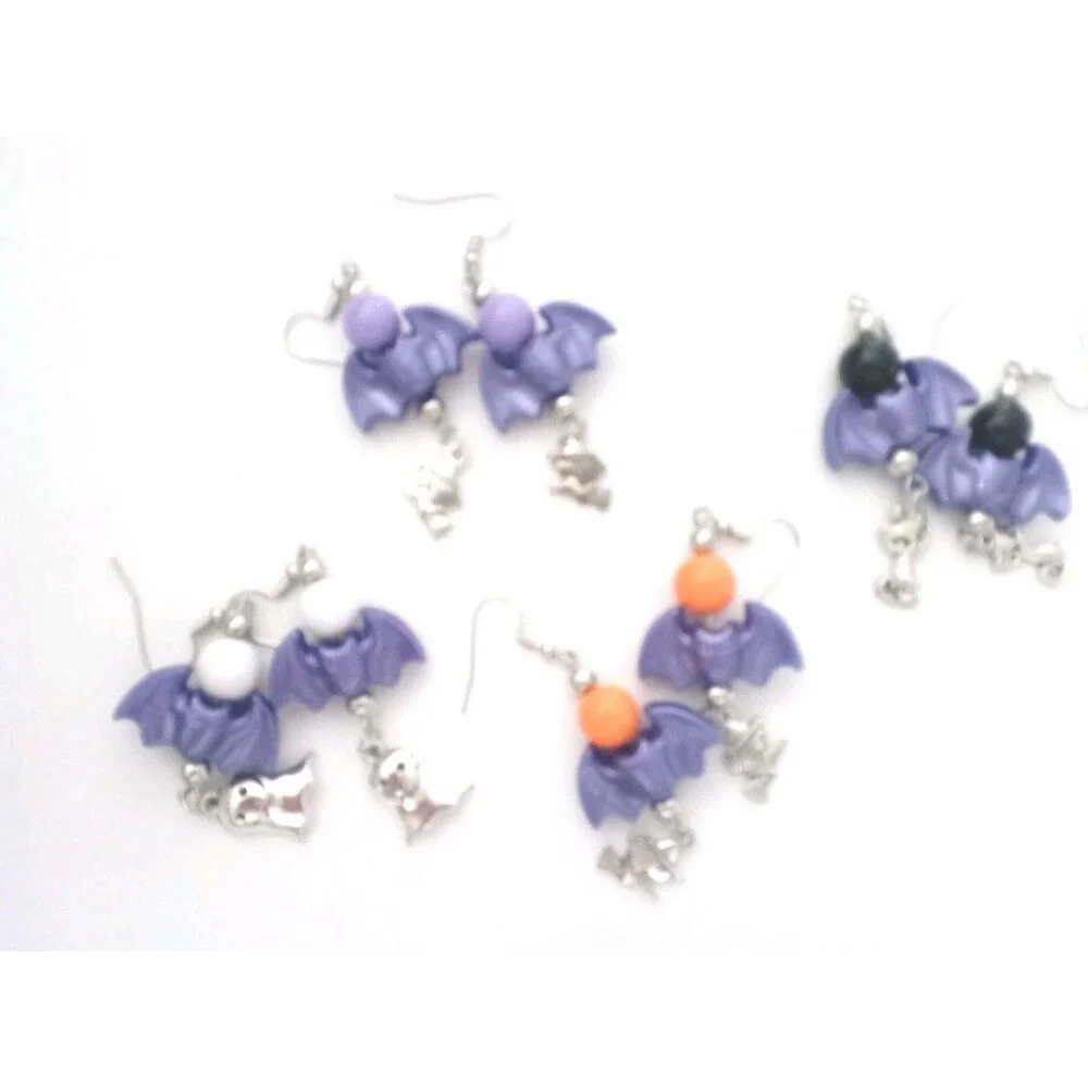 Halloween Bat Earrings Costume Jewelry Pierced Fun Added Charm Dangle